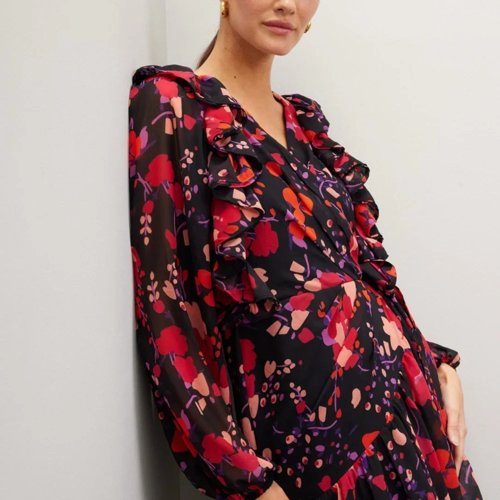 SLATE AND WILLOW FLORAL MIDI WRAP DRESS- EUC- XXL - Picture 4 of 16